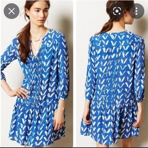 Anthro Maeve blue and white caravane tunic dress - size large